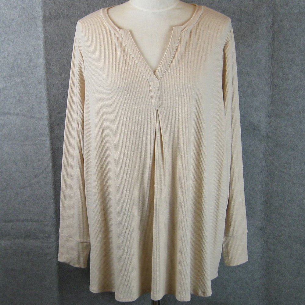 EVRI Knit Tunic Top 2X Beige